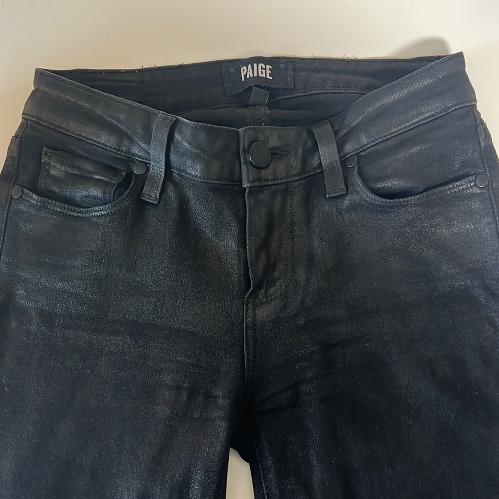 Paige leather denim skinny jean